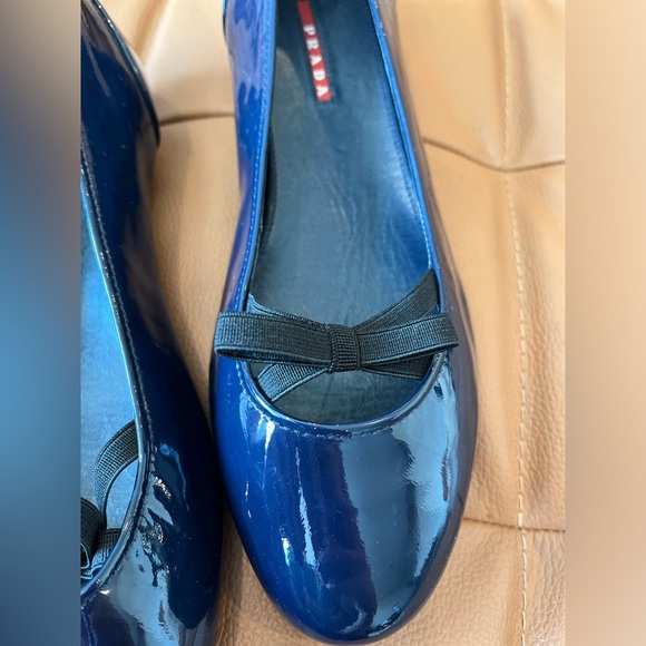 Beautiful Navy Prada Ballerina Flats - Picture 4 of 12